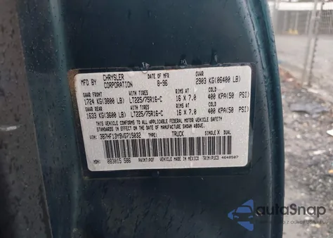 1997 Dodge Ram 1500 St from USA, damaged, VIN 3B7HF13Y9VG715032